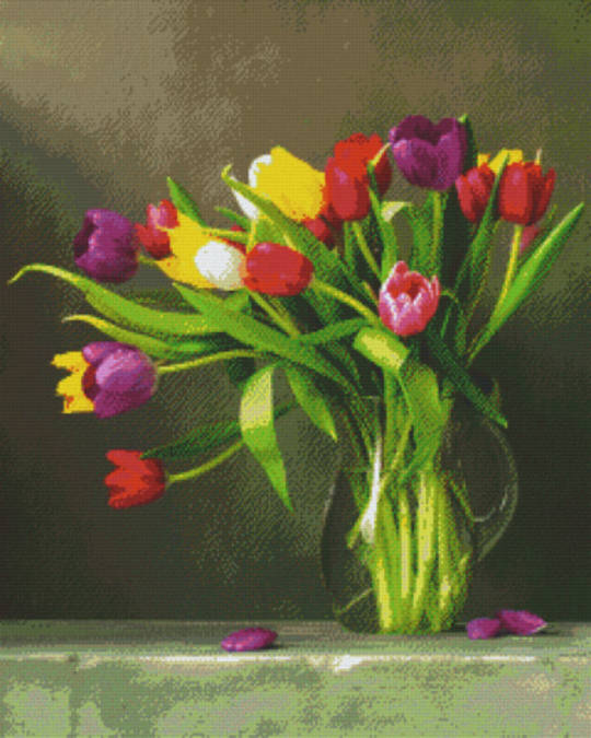 Tulips In Vase Thirty Six [36] Baseplate PixelHobby Mini-mosaic Art Kit